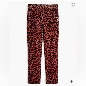 J. Crew Pull-on easy pant in rose leopard velvet